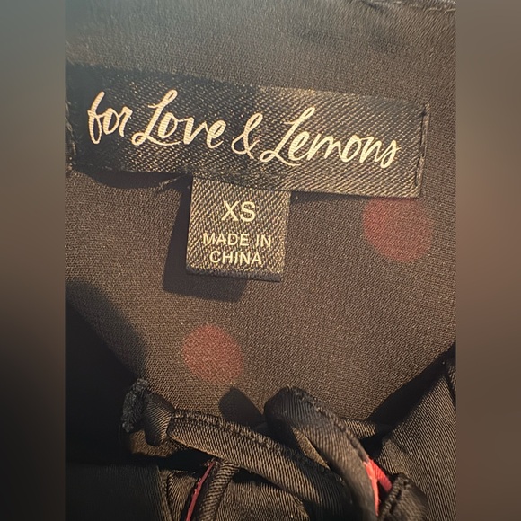 For Love & Lemons Jenny Dot Crop Top – Peach Dot Polka Dot Satin Top XS - Picture 5 of 10